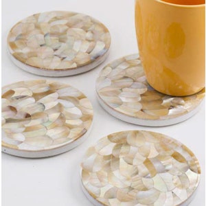White Agate Stone Crystal Coasters, Stone Coasters in the UK, White Coasters  With Silver Edge, Marble Style Coasters 