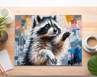 Splatter Raccoon Jigsaw Puzzle – Colorful Wildlife Art