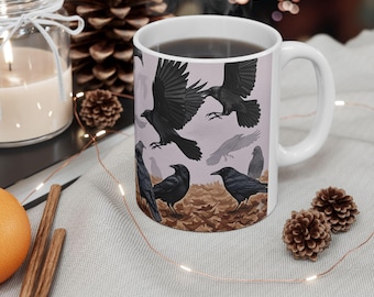 Autumn Crows Coffee Mug | Spooky Season Ceramic Mug