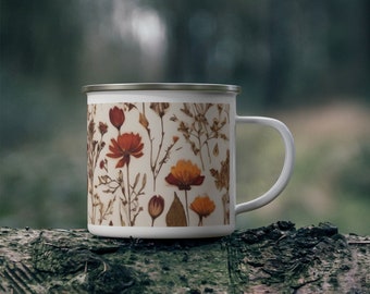 Wildflower Enamel Camping Mug – Boho Cottagecore Stainless Steel 12oz