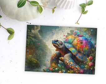 Splatter Art Tortoise Jigsaw Puzzle - Mindful Entertainment