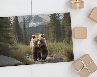 Mountain Grizzly Puzzle-Wholesome Downtime Forest Fun/Mindful Entertainment/Artistic Gift Idea/Inspired/Jigsaw/Quiet time/Developmental Play