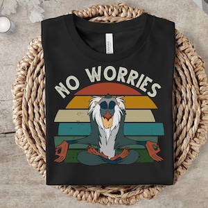 Retro Disney The Lion King Rafiki No Worries Portrait Shirt Vintage Style Shirt Family Matching Tee Cool Gift Ideas Men Women
