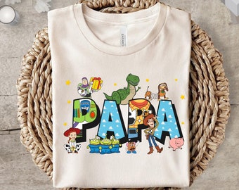 Custom Title Disney Toy Story Characters Papa Shirt Dad T-shirt Father's Day 2025 Shirt Great Gift Ideas Men
