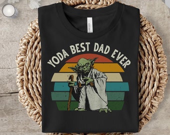 Retro Star Wars Yoda Best Dad Ever Shirt - Vintage Family Matching Tee Gift for Men