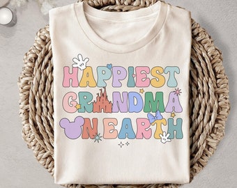 Custom Title Happiest Grandma On Earth 70s Groovy Shirt Mickey Icon Shirt Great Gift Mothers Day 2025 Gift Ideas