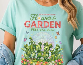 EPCOT International Flower & Garden Festival 2026 Shirt, Mickey and Friends Figment Orange Bird Gardener Tee, Disney World Garden Outfit