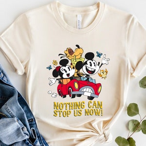 Nothing Can Stop Us Now Mickey & Minnie Pluto Runaway Railway Shirt Mickey Minnie Pluto Drive Car T-Shirts Great Gift Ideas Men Women