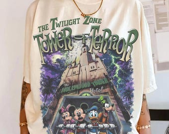 Tower of Terror Mickey n Friends T-shirt, Halloween Twilight Zone Mickey Minnie Tee, Spooky Donald Goofy Top For Fall Season