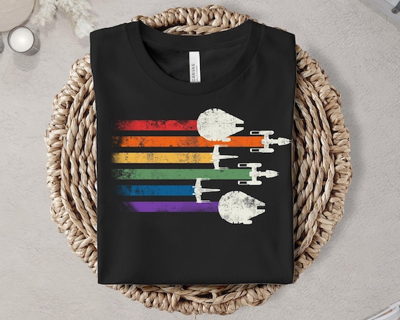 Star Wars Ship LGBT Flag Vintage Shirt, LGBT Pride Month, Gay Lesbian Rainbow, Human Rights, LGBT Support Tee Great Gift Ideas Men Women