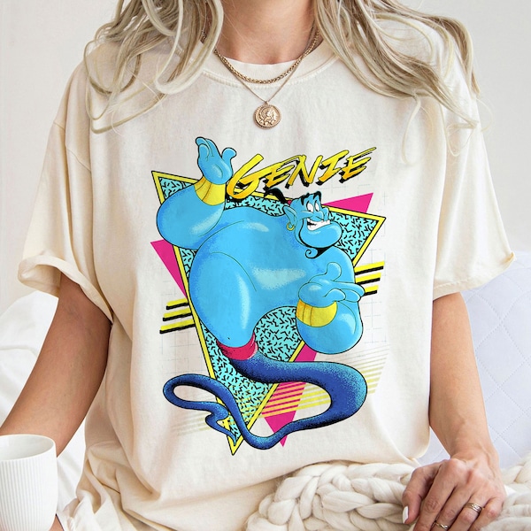 Aladdin Genie Retro Abstract Portrait Logo Shirt Walt Disney World Shirt Gift Ideas Men Women