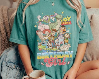 Toy Story Characters Birthday Girl Shirt, Woody Buzz Lightyear Jessie Tee, Disney Pixar Toy Story T-Shirt