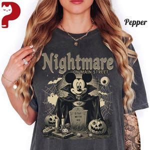 Nightmare on Main Street T-shirt, Vintage Mickey Halloween Tee, Funny Spider Skeleton Retro Disney Shirt for Halloween 2025 Party