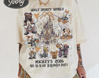 Walt Disney World Mickey's  2026 Not So Scary Shirt, Mickey Minnie Pluto Skeleton Family Tee, Disney World Spooky Season