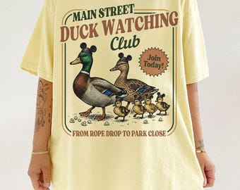 Vintage Main Street Duck Watching Club Shirt, Mickey Ears Duck Family Tee, Funny Disney Park Duck T-Shirt, Rope Drop to Park Close Tee
