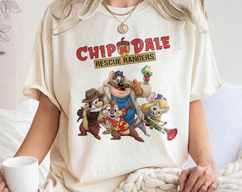 Camiseta retro de Chip y Dale del grupo de rescate, camiseta de Disney Besties Double Trouble, conjuntos para viajes a Disneyland