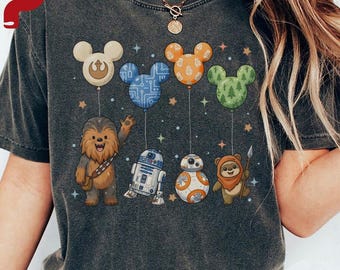 Chewbacca R2D2 BB8 Ewok Balloon T-Shirt, Disney Star Wars Mickey Balloon Shirt, Star Wars Day Outfits