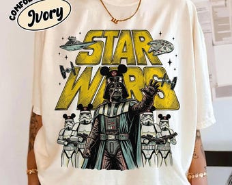 Vintage Star Wars Disney Mashup Shirt, Darth Vader Stormtrooper Mickey Ears Tee, Retro Sci Fi Fan T-Shirt, Star Wars Day Outfits
