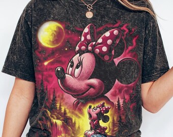 Minnie Howling To The Moon T-shirt, Mickey Friends 90s Movie Tee, 90s Full Moon Animals Kingdom Top