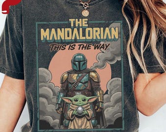 Vintage The Mandalorian Baby Yoda Grogu T-Shirt, Star Wars Day, Sci -Fi Fan Gift