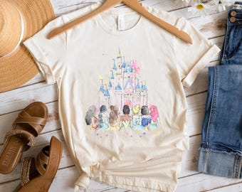 Retro Disney Princess Shirt Watercolor Princess Shirt Disney Girl Trip Tee Besties Disney shirt Disneyworld Princess Disneyland Trip
