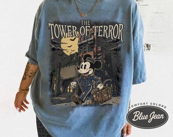 Camiseta de Mickey Mouse del Hotel Hollywood de la Torre del Terror, Camiseta de Florida de La Dimensión Desconocida, Camiseta de Halloween de Mickey Botones