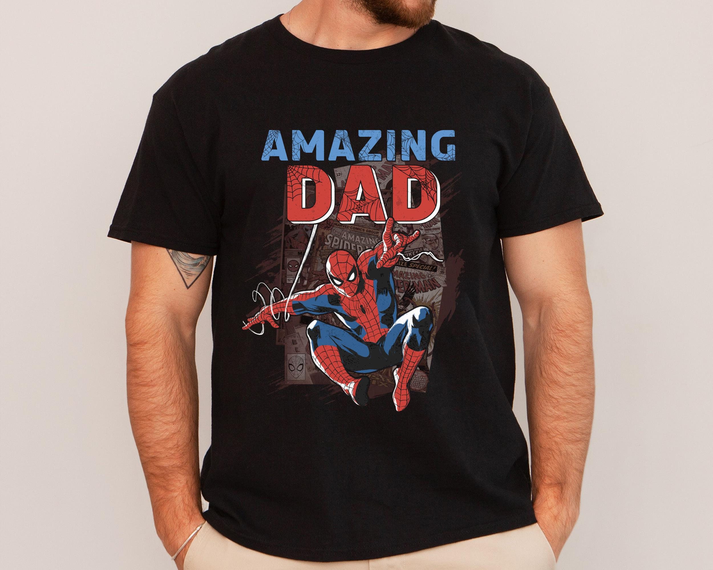 スパイダーマン Amazing Dad プリント 半袖Tシャツ Amazing Dad Shirt Spider Man T-shirt Father's Day Shirt