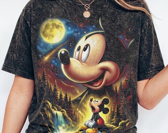 Magical Mickey Howling To The Moon T-shirt, Mouse Full Moon Vintage Tee, 90s Animals Kingdom Top