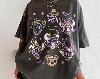 Neon Spooky Mickey And Friends Halloween Shirts, Mickey's Not So Scary T-Shirt, Disney Trip Halloween 2025, Halloween Tee