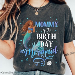 Custom Title Mommy Of The Birthday Mermaid Shirt Ariel Princess Birthday Shirt The Little Mermaid Birthday Family Matching Squad Shirt