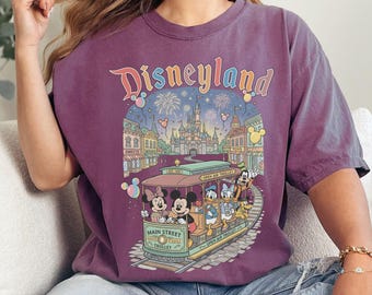Disneyland Main Street Trolley T-Shirt, Mickey Minnie Donald Goofy Castle Shirt, Disney Park Nostalgia Tee, Vintage Disney Park Characters