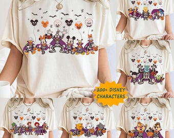 Magical Kingdom Halloween Skeleton Friends T-Shirt, Spooky Toy Story Mickey Balloon Tee, Pumpkin Chip n Dale Top