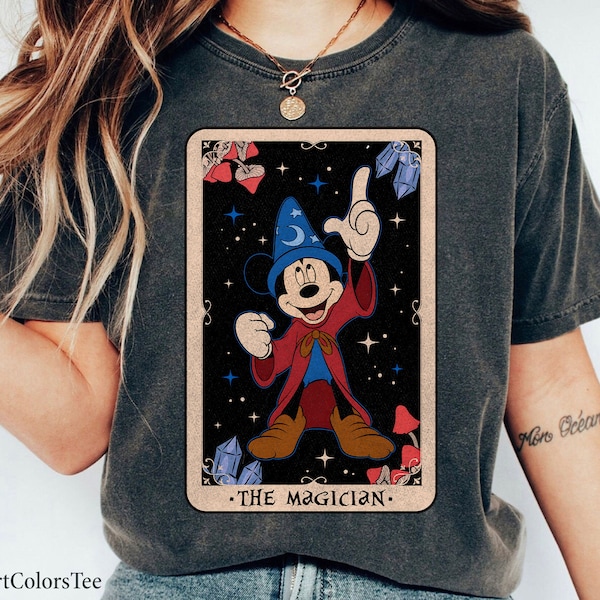 Epic Mickey The Magician Fantasia The Sorcerer's Apprentice Tarot Card Shirt Walt Disney World Shirt Gift Ideas Men Women