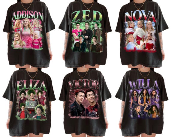 Custom Disney Zombies 4 Character Shirt, Addison Eliza Nova Victor