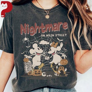 Nightmare on Main Street T-shirt, Mickey Minnie Halloween Tee, Funny Spider Skeleton Retro Disney Shirt for Halloween 2025 Party
