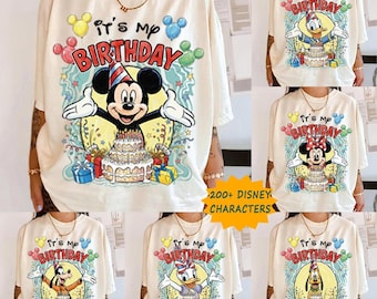 It’s My Birthday Disney Characters Shirt, Mickey Minnie Donald Daisy Celebration Tee, Disney Birthday Girl Boy T-shirt, Mickey Balloons