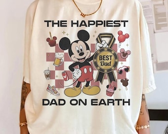 Camiseta "El papá más feliz del mundo", camiseta de Mickey Mouse "El mejor papá", regalo de Disney para el Día del Padre.