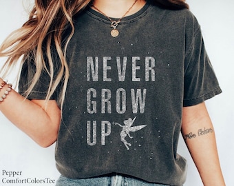 Peter Pan Tinker Bell Never Grow Up Sparkle Shirt Family Matching Walt Disney World Shirt Gift Ideas Men Women