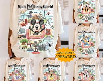 Custom All Disney Character Walt Disney World Shirt, Mickey Pluto Goofy Park Icons Vacation Tee, Magic Kingdom Family Vacation T-shirt