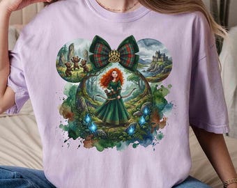 Merida Watercolor T-shirt, Brave Princess Mickey Ears Shirt, Disneyland Trip Outfits