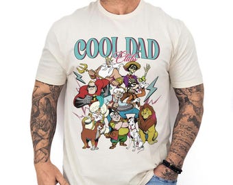 Retro Disney Cool Dad Clubs T-Shirt, Father’s Day Disney World Dad Shirt, Disney Dad Characters Tee, Best Dad Ever, Funny Daddy Son Gift