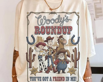 Woodys Roundup Toy Story T-Shirt, Woody Jessie Bullseye Sheriff Western Outfit, Youve Got a Friend in Me Tee, Disney Pixar Cowboy Shirt