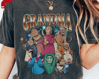 Vintage Disney Grandma T-Shirt, Mama Coco Grandma Tala Fairy Godmother Queen Elinor Tee, Mother’s Day Gift