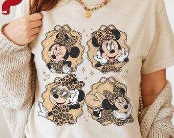 Vintage Safari Minnie Mouse T-Shirt, Minnie Leopard Shirt, Disney Animal Kingdom Tee, Disney Safari Outfits