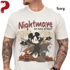 Nightmare on Main Street T-shirt, Vintage Mickey Halloween Tee, Funny Spider Skeleton Retro Disney Shirt for Halloween 2025 Party