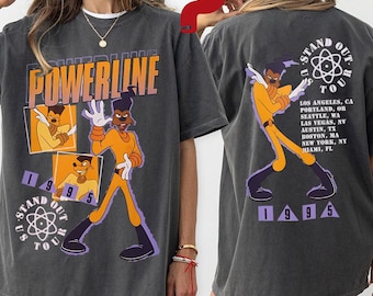 Two-sided Powerline 1995 Stand Out Tour Shirt, Disney A Goofy Movie Powerline Portrait Shirt, 90s Goofy Concert Tee