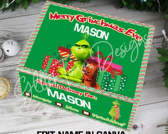 Grinch Christmas Box Labels Template