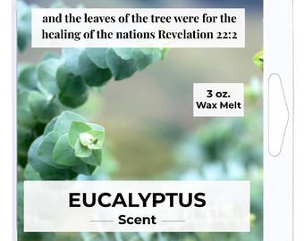 Eucalyptus Wax Melt | Fresh Clean Scent | Spa Aromatherapy Wax Melts | Strong Scent Throw | Soy Blend Wax Melts | Relaxing Home Fragrance