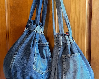 Denim Bucket Bag/ Backpack