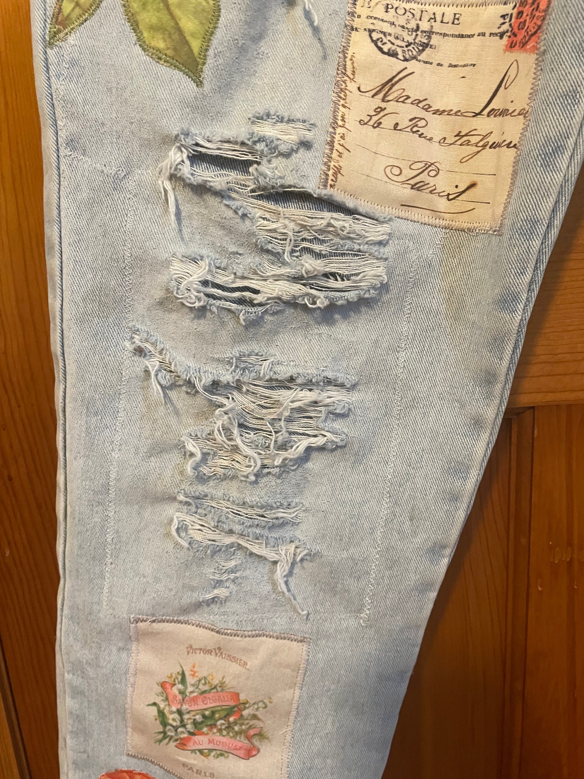 Distressed Patched Denim / Patched Jeans / Vintage Jeans With Patches ...